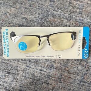 Blue light filtering reading glasses +2.50